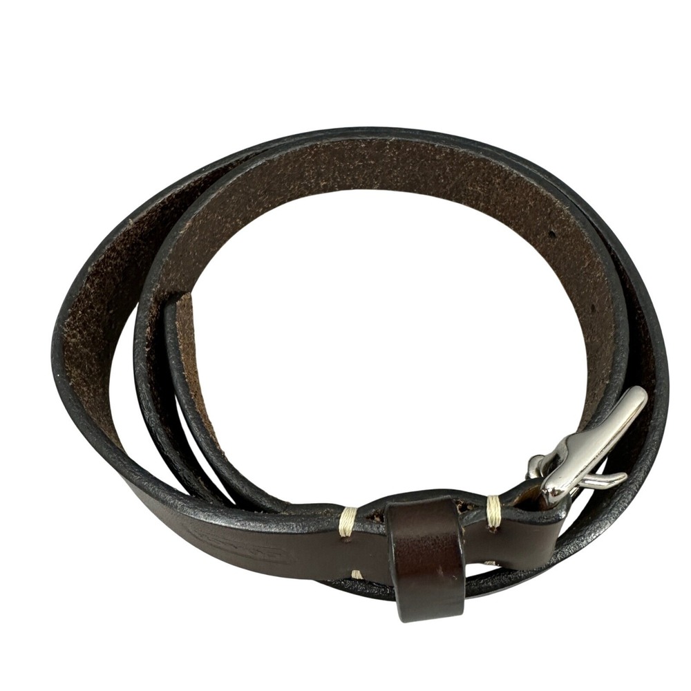 Coach Skinny Belt Brown Leather Silver Buckle Women's Accessory Small